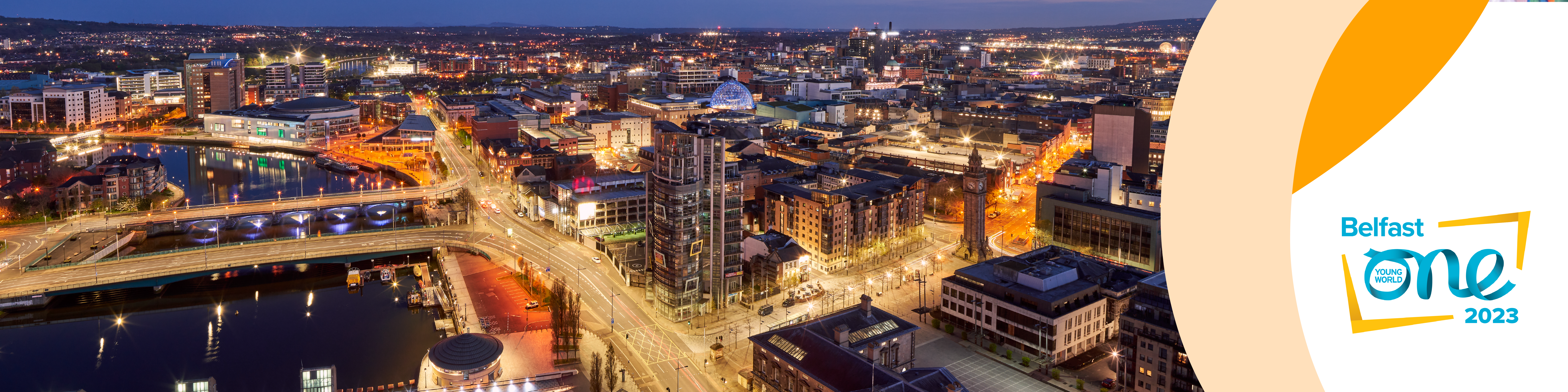 Banner for the Leading Northern Ireland Scholarship featuring an image of the Belfast skyline